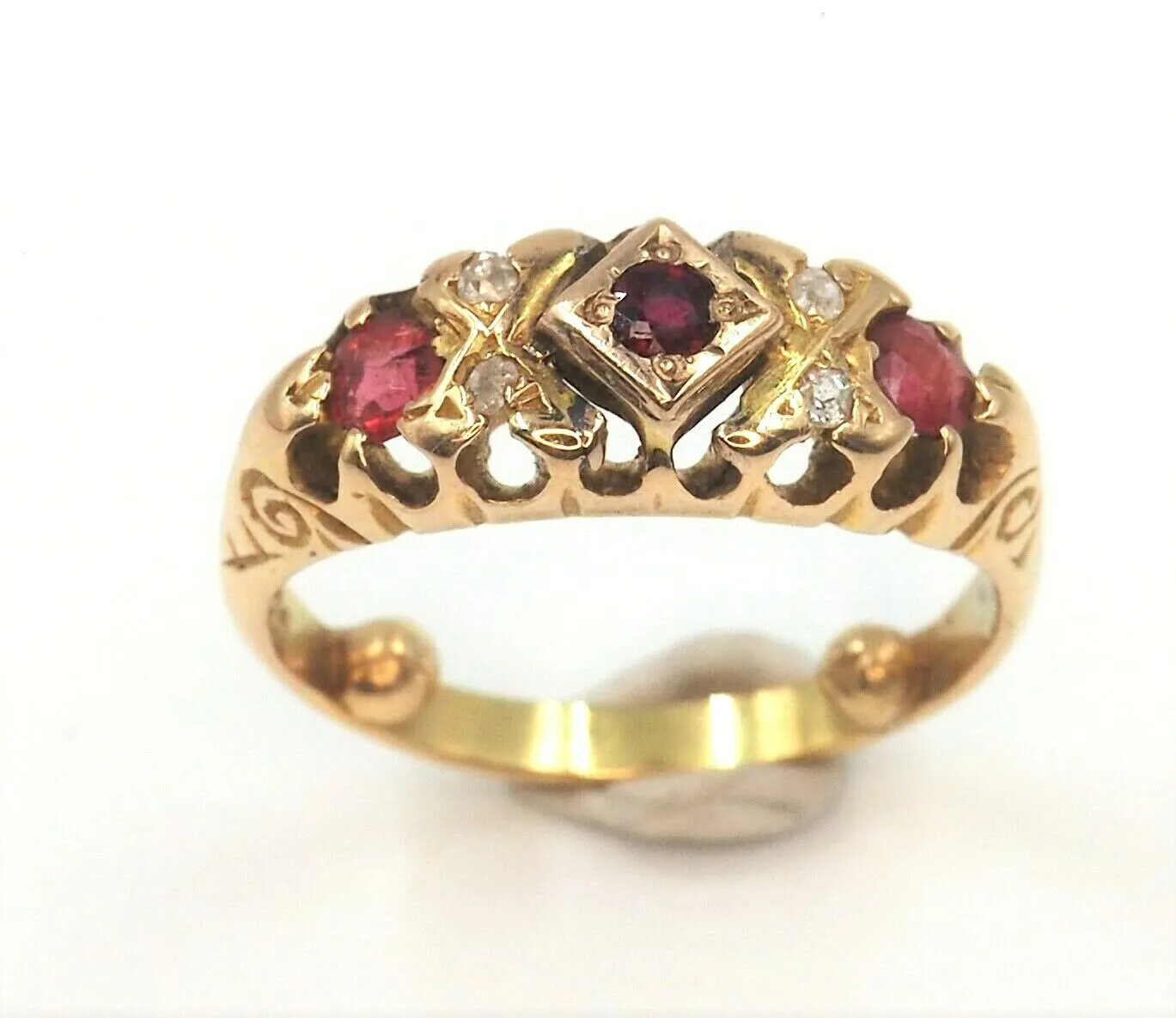Garnet, Diamond & Ruby 18ct Yellow Gold Ring