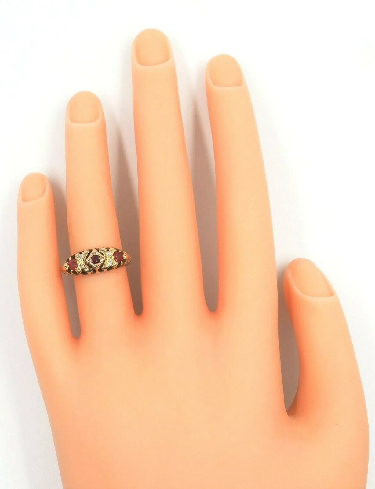 Garnet, Diamond & Ruby 18ct Yellow Gold Ring