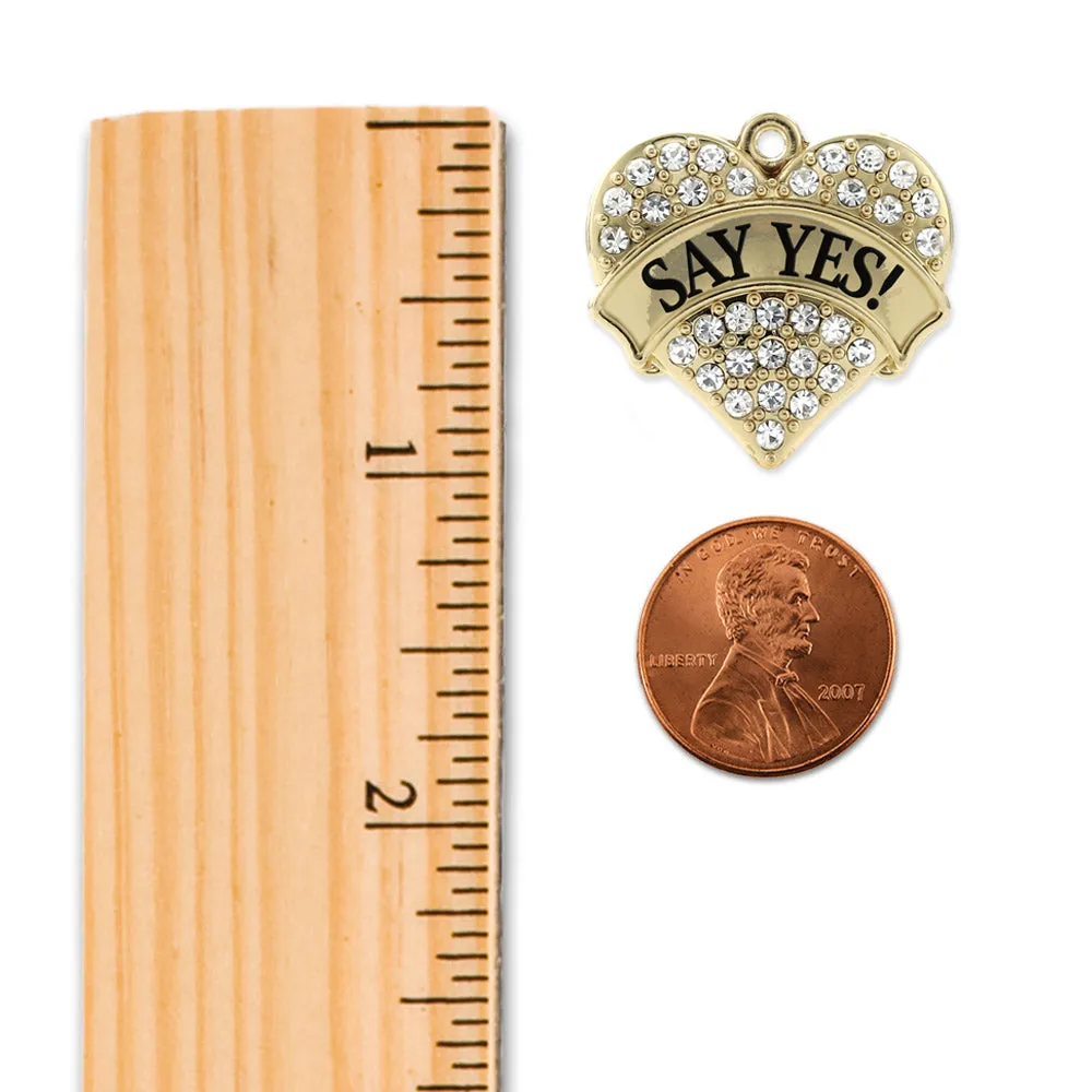 Gold Say Yes! Pave Heart Charm Braided Bracelet