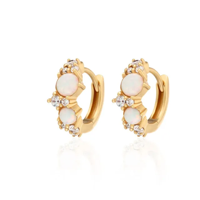Hannah Martin Pink Opal Huggie Earrings - Gold - SPG-138