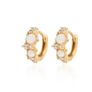 Hannah Martin Pink Opal Huggie Earrings - Gold - SPG-138