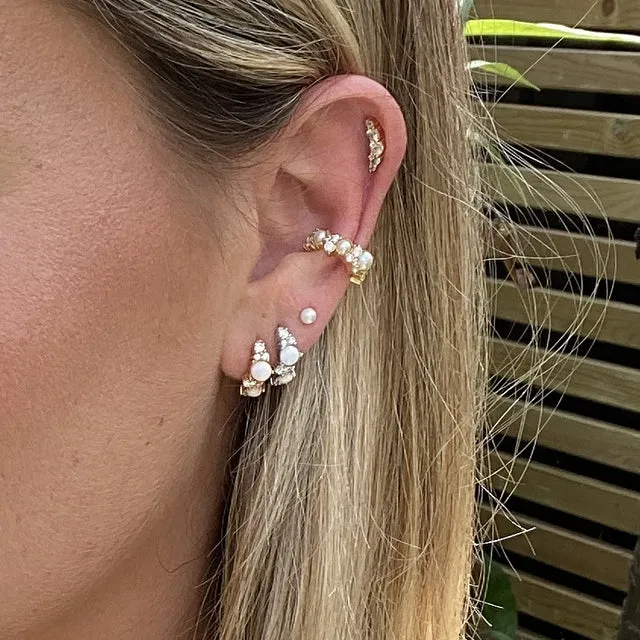 Hannah Martin Pink Opal Huggie Earrings - Silver - SPS-138