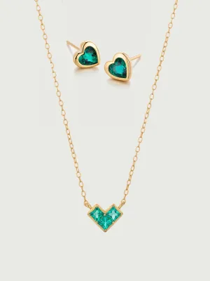 Heart Necklace & Earrings Set