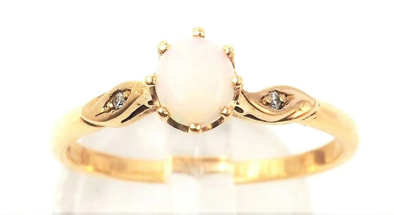 Light Opal & Diamond 9ct Yellow Gold Ring