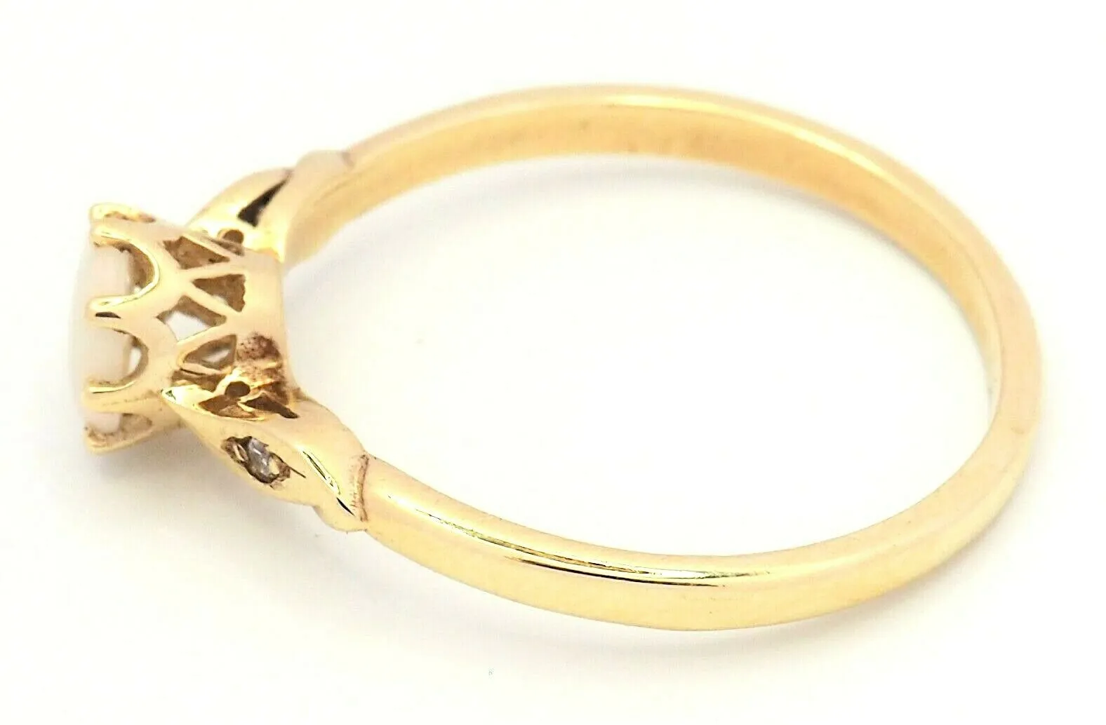 Light Opal & Diamond 9ct Yellow Gold Ring