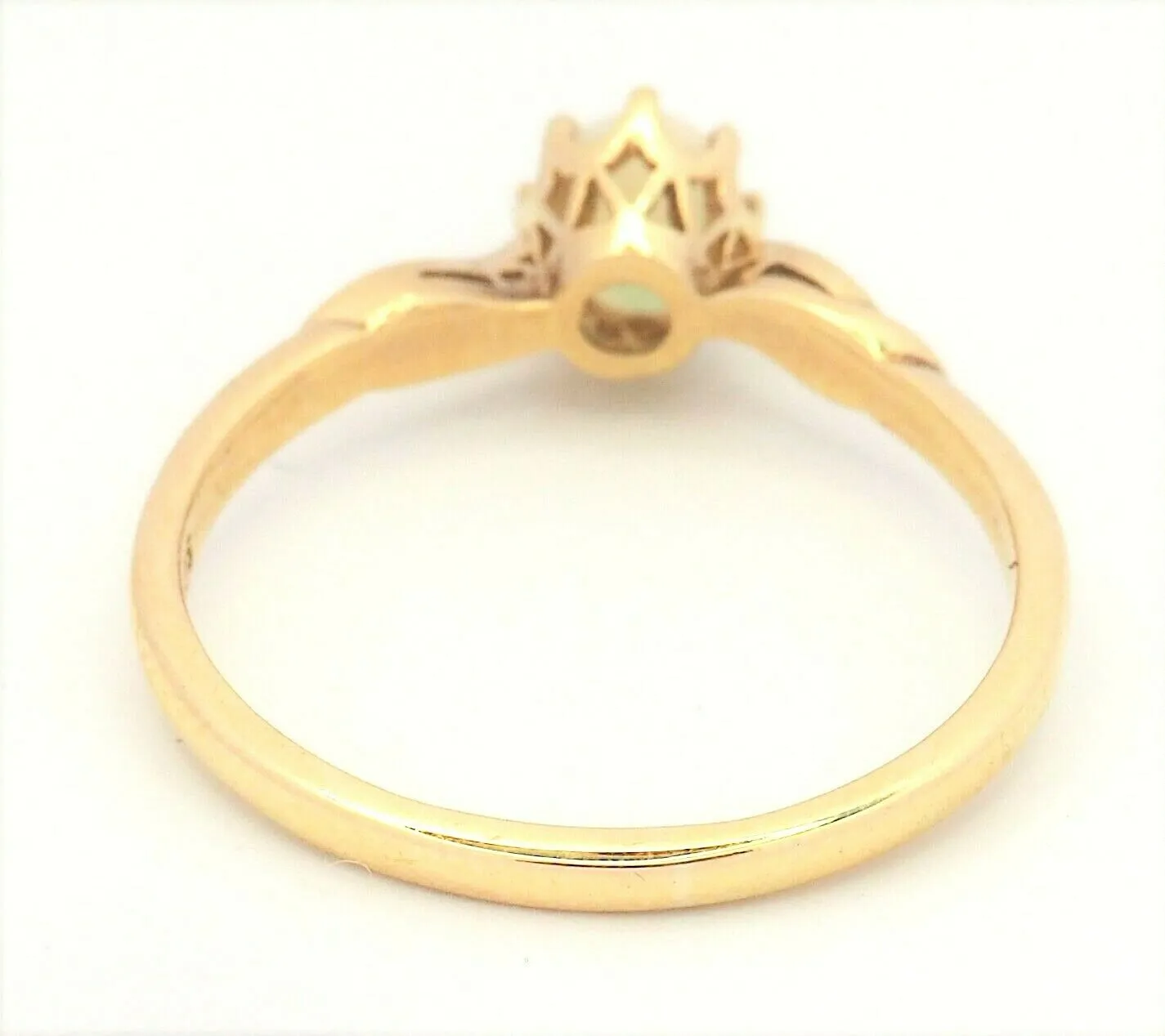 Light Opal & Diamond 9ct Yellow Gold Ring