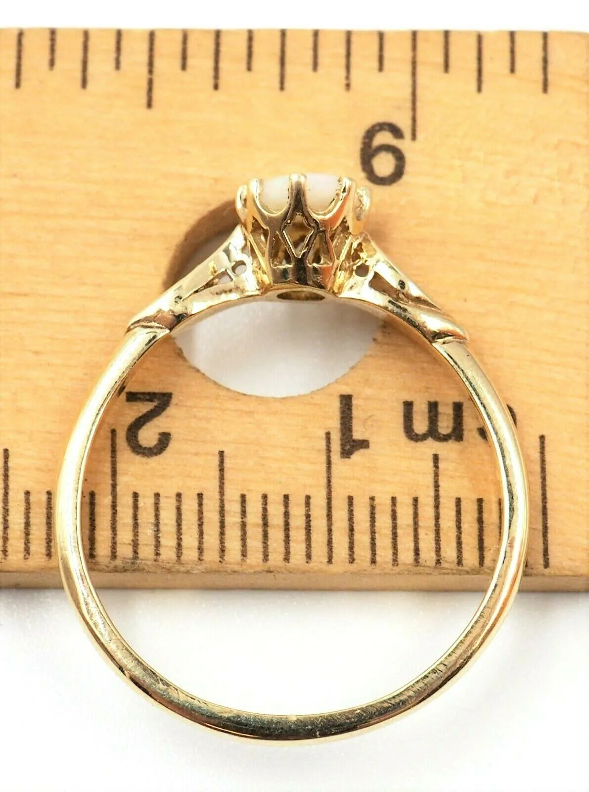 Light Opal & Diamond 9ct Yellow Gold Ring