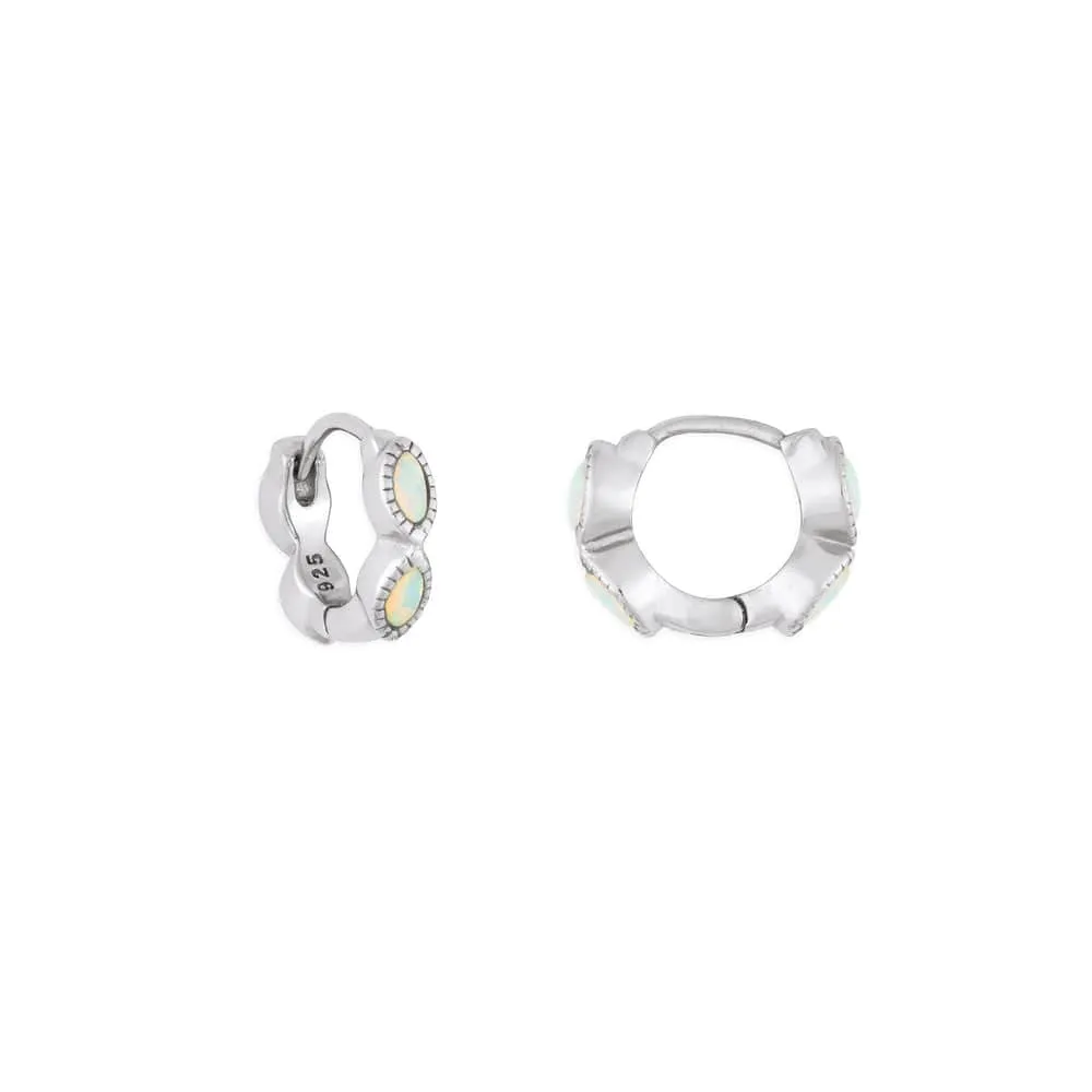 Louisa Huggie Hoop in Opal & Silver