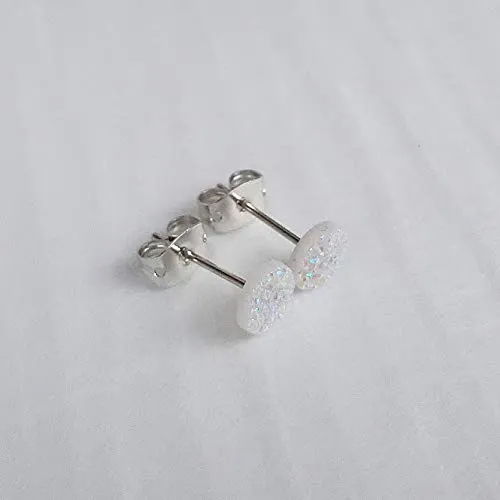 Mini 6mm White Druzy Stud Earrings - Surgical Steel