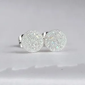 Mini 6mm White Druzy Stud Earrings - Surgical Steel