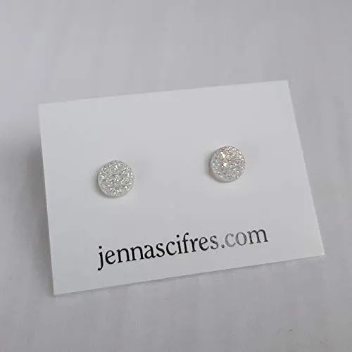 Mini 6mm White Druzy Stud Earrings - Surgical Steel