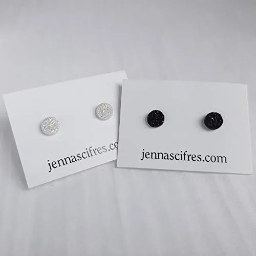 Mini 6mm White Druzy Stud Earrings - Surgical Steel