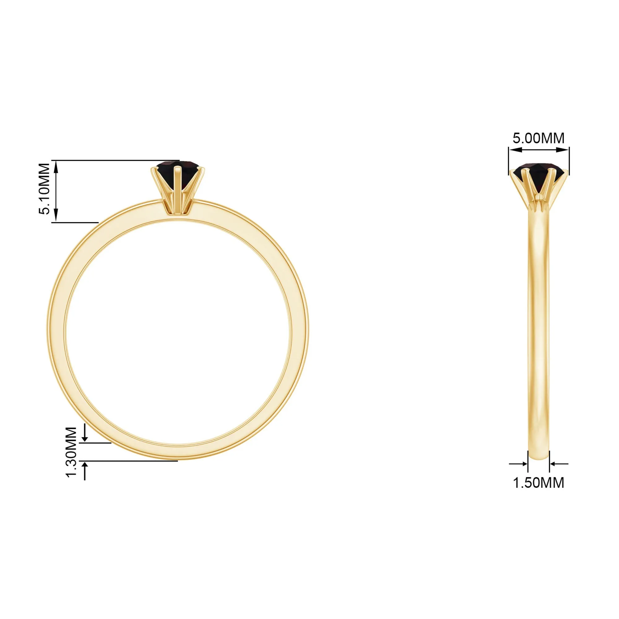 Minimal Black Opal Solitaire Promise Ring in Gold