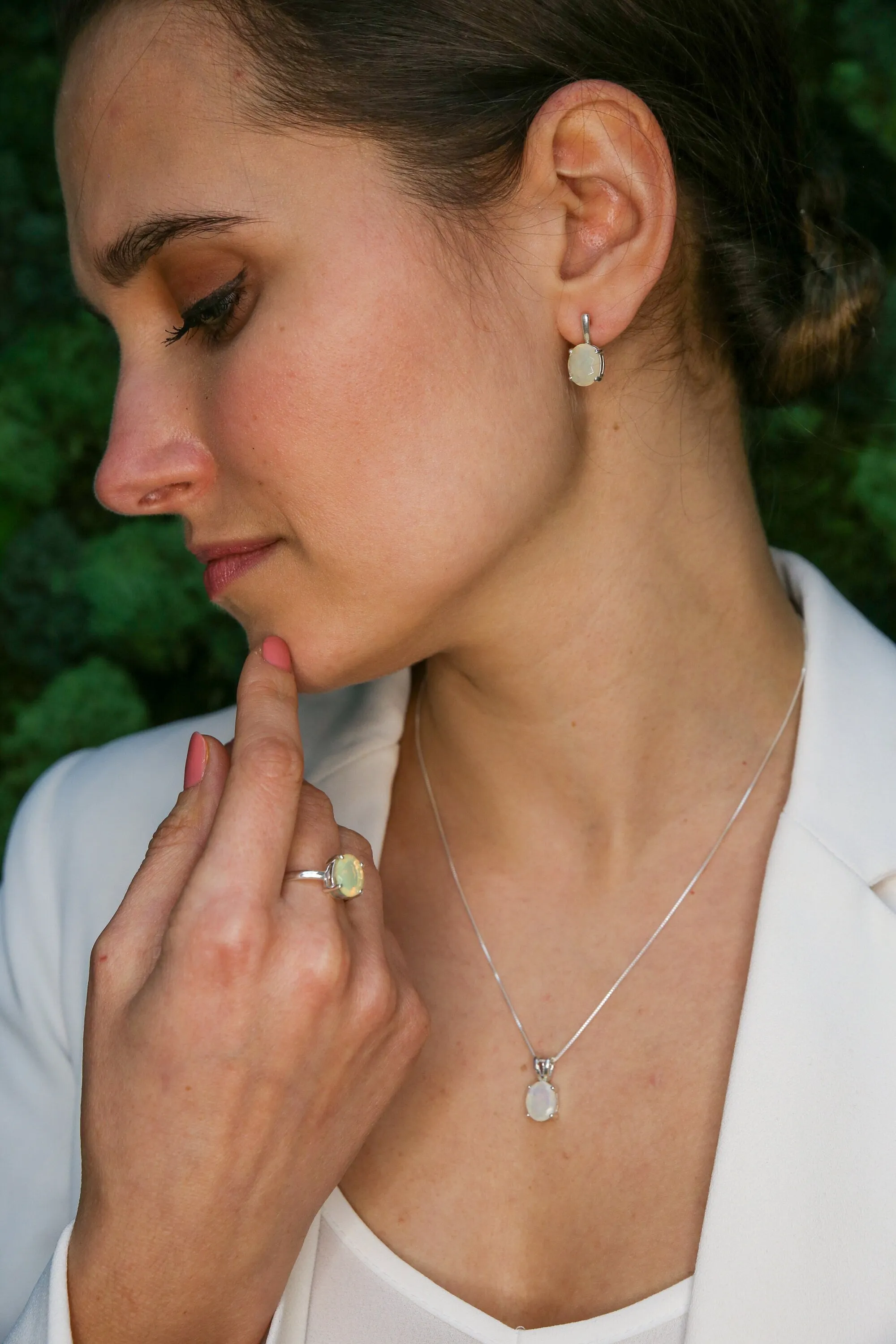 Natural Opal Earrings - Ethiopian Opal Studs, White Bridal Earrings