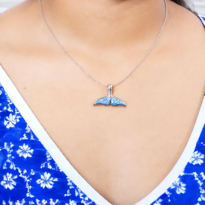 Opal Whale Tail Pendant