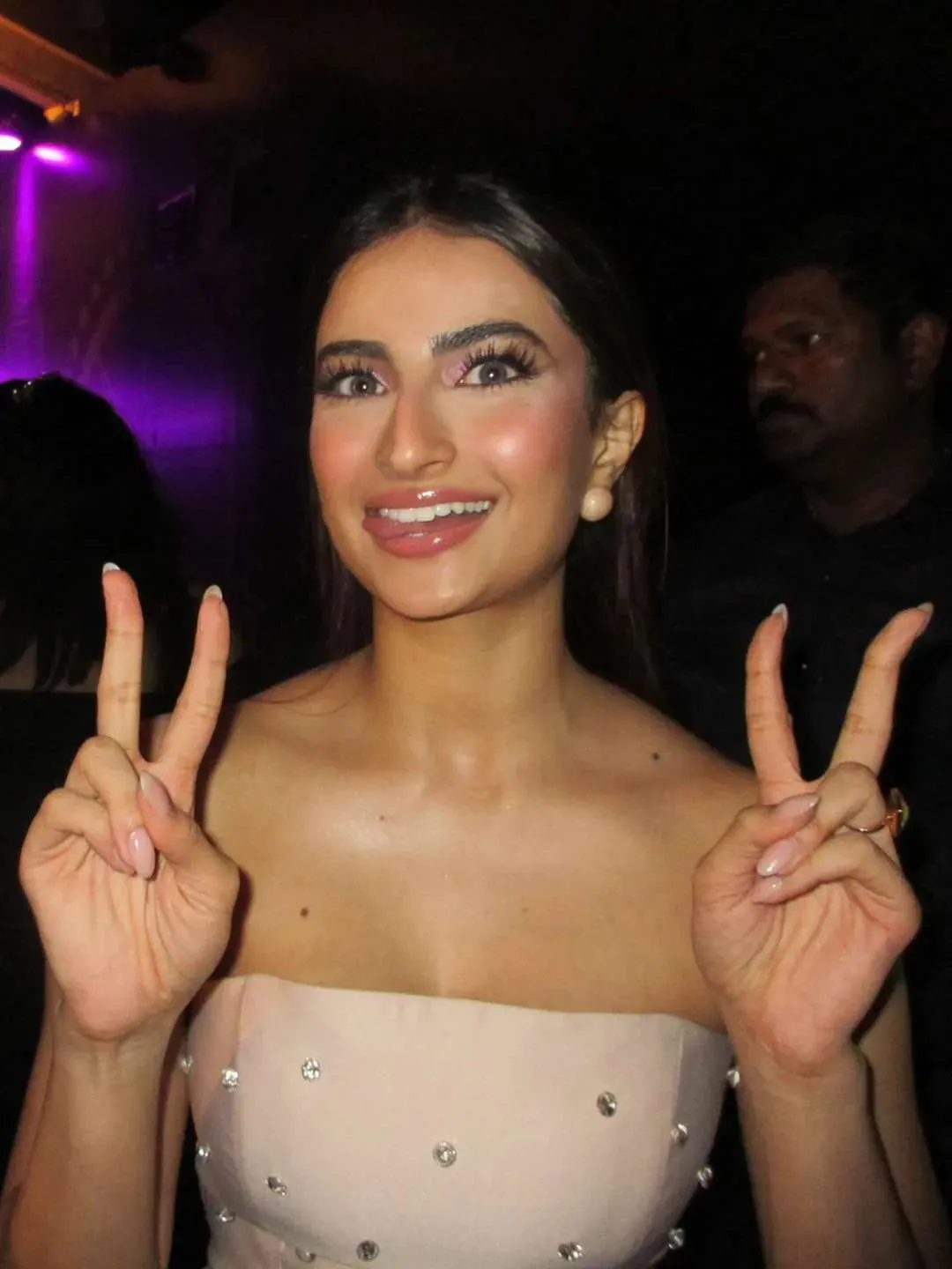Palak Tiwari In Pearl Statement Studs Baby Pink