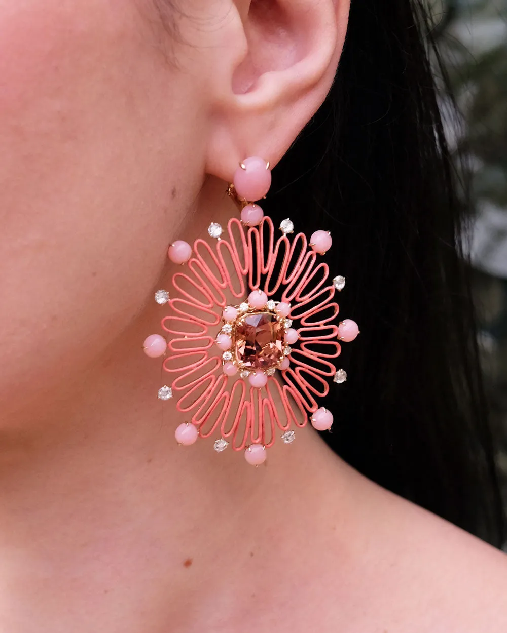Pink Opal Solar Earrings