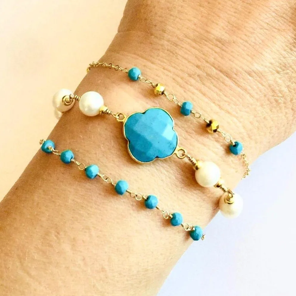 Pyrite Bracelet with Turquoise