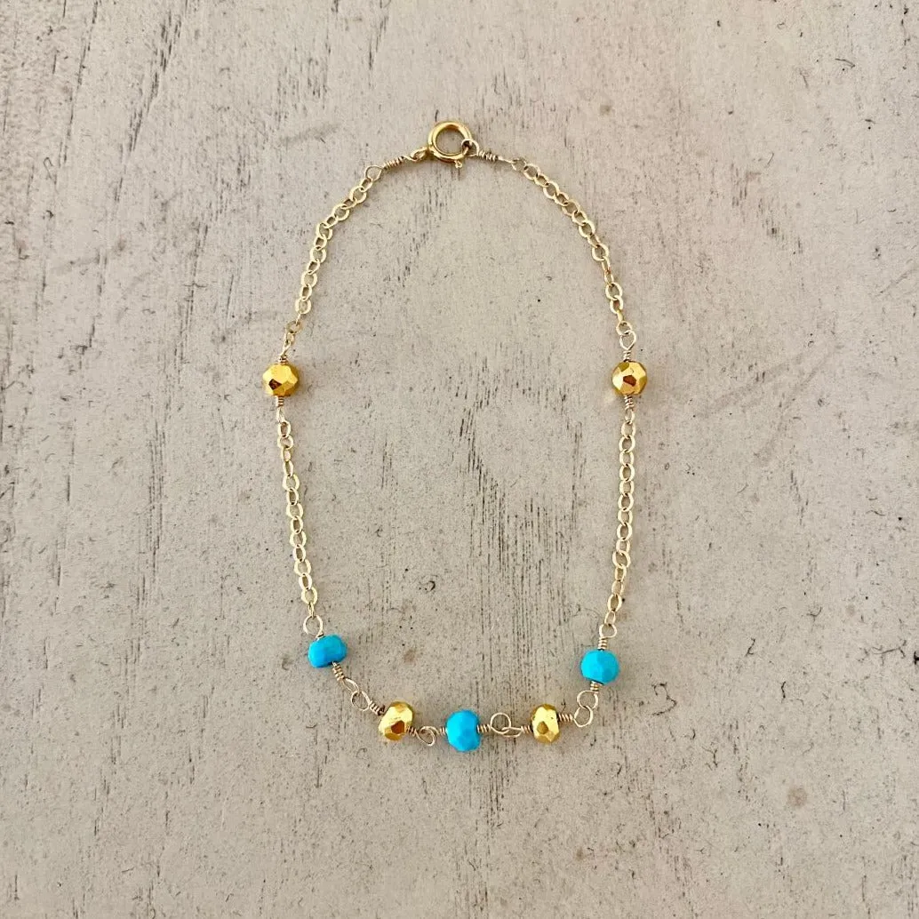 Pyrite Bracelet with Turquoise