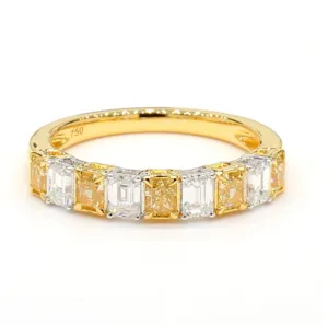 Radiant Cut Yellow and White Diamond Band
