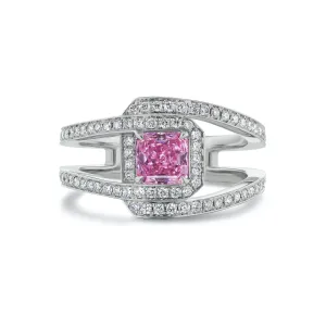 Radiant Intense Purple Pink Cross Over Ring