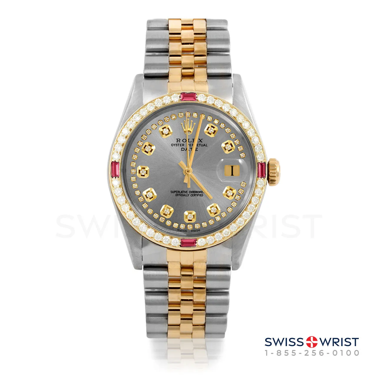 Rolex Date 34mm | 1500-TT-SLT-STRD-4RBY-JBL
