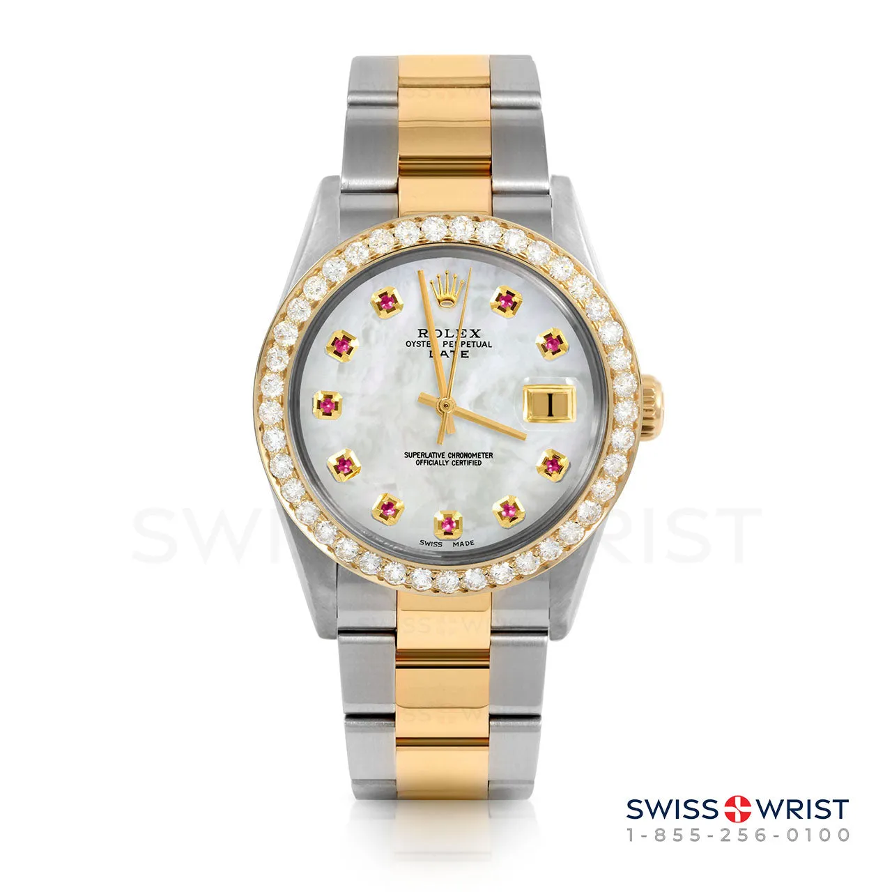 Rolex Date 34mm | 1500-TT-WMOP-RBY-AM-2CT-OYS