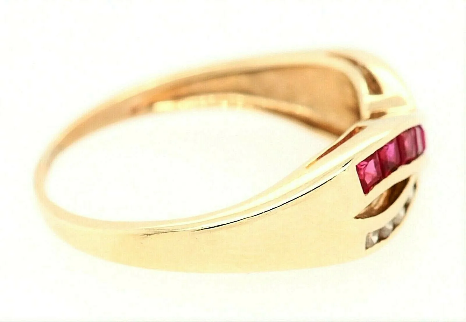 Ruby & Diamond 9ct Yellow Gold Cross Over Ring