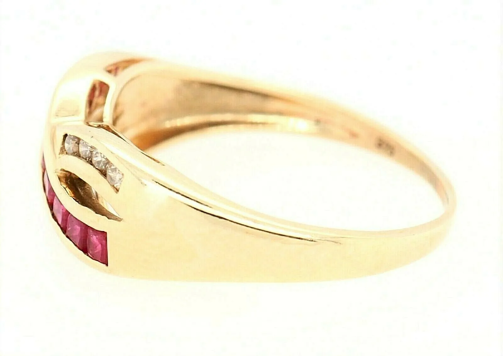 Ruby & Diamond 9ct Yellow Gold Cross Over Ring