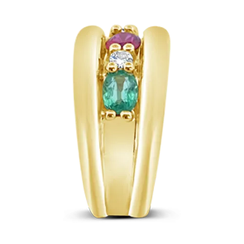 Ruby, Emerald, Sapphire & Diamond Ring