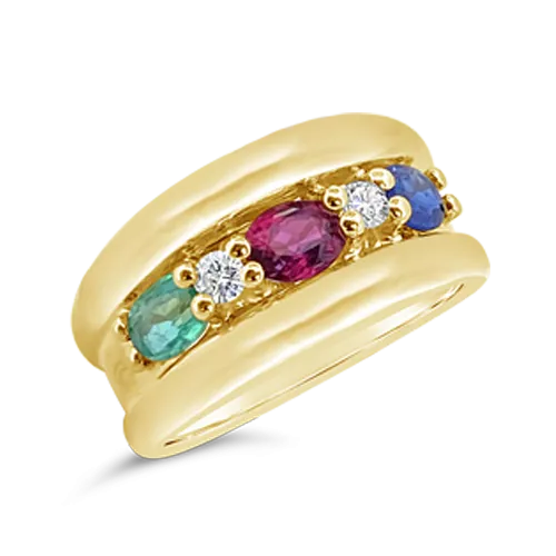 Ruby, Emerald, Sapphire & Diamond Ring