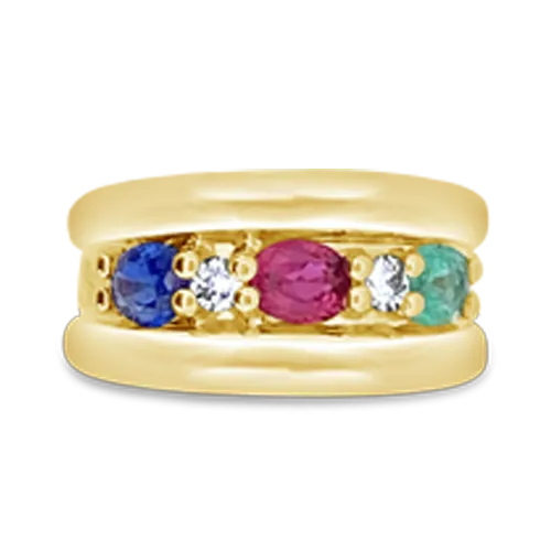 Ruby, Emerald, Sapphire & Diamond Ring