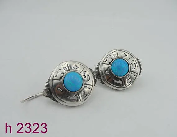 Silver & Opal Round Earrings ( h2323