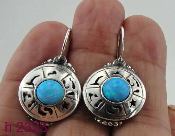Silver & Opal Round Earrings ( h2323