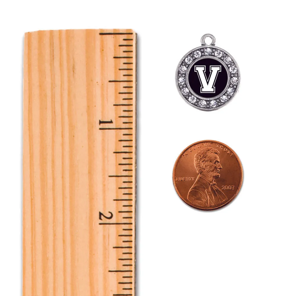 Silver Baseball - Sports Initial V Circle Charm Toggle Bracelet