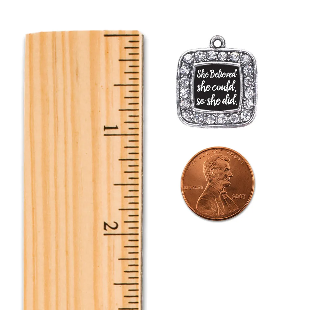 Silver So She Did Square Charm Toggle Bracelet