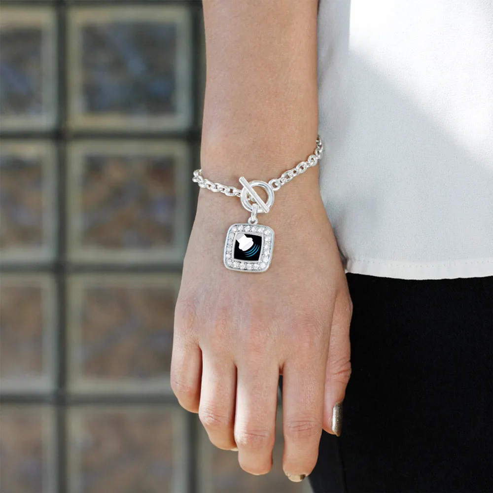 Silver Sonographer Square Charm Toggle Bracelet