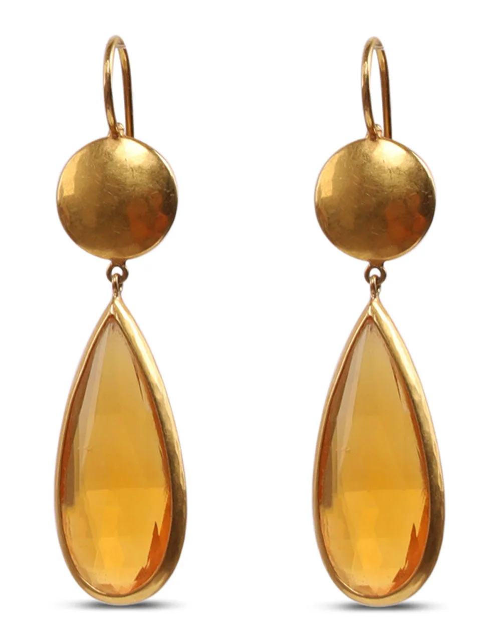 Small Sun Disc and Fire Opal Earrings