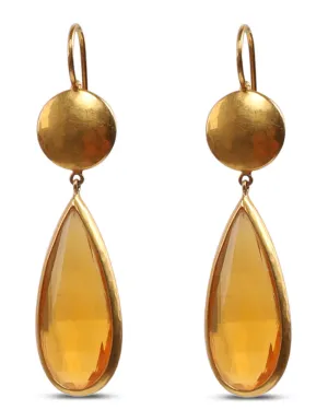 Small Sun Disc and Fire Opal Earrings