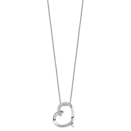 Sterling Silver CZ 'I Love You Mom' Heart Necklace with Gift Box