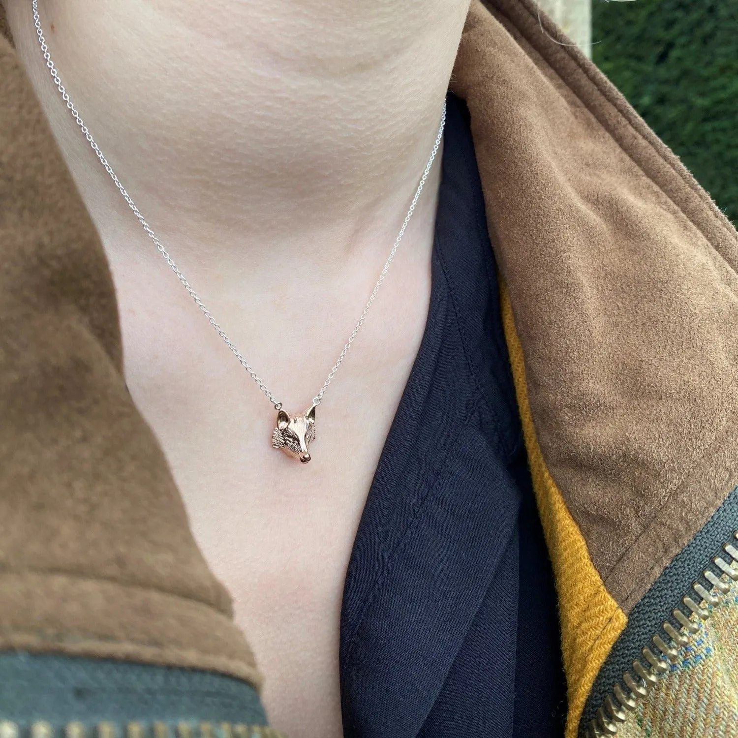 Sterling Silver Fox Mask Necklace