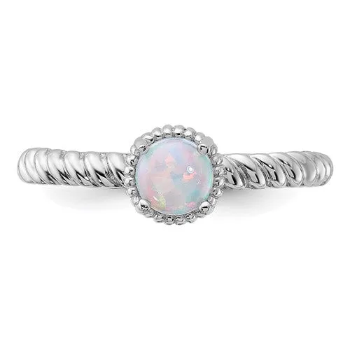 Sterling Silver Stackable Expressions Round Created Opal Ring