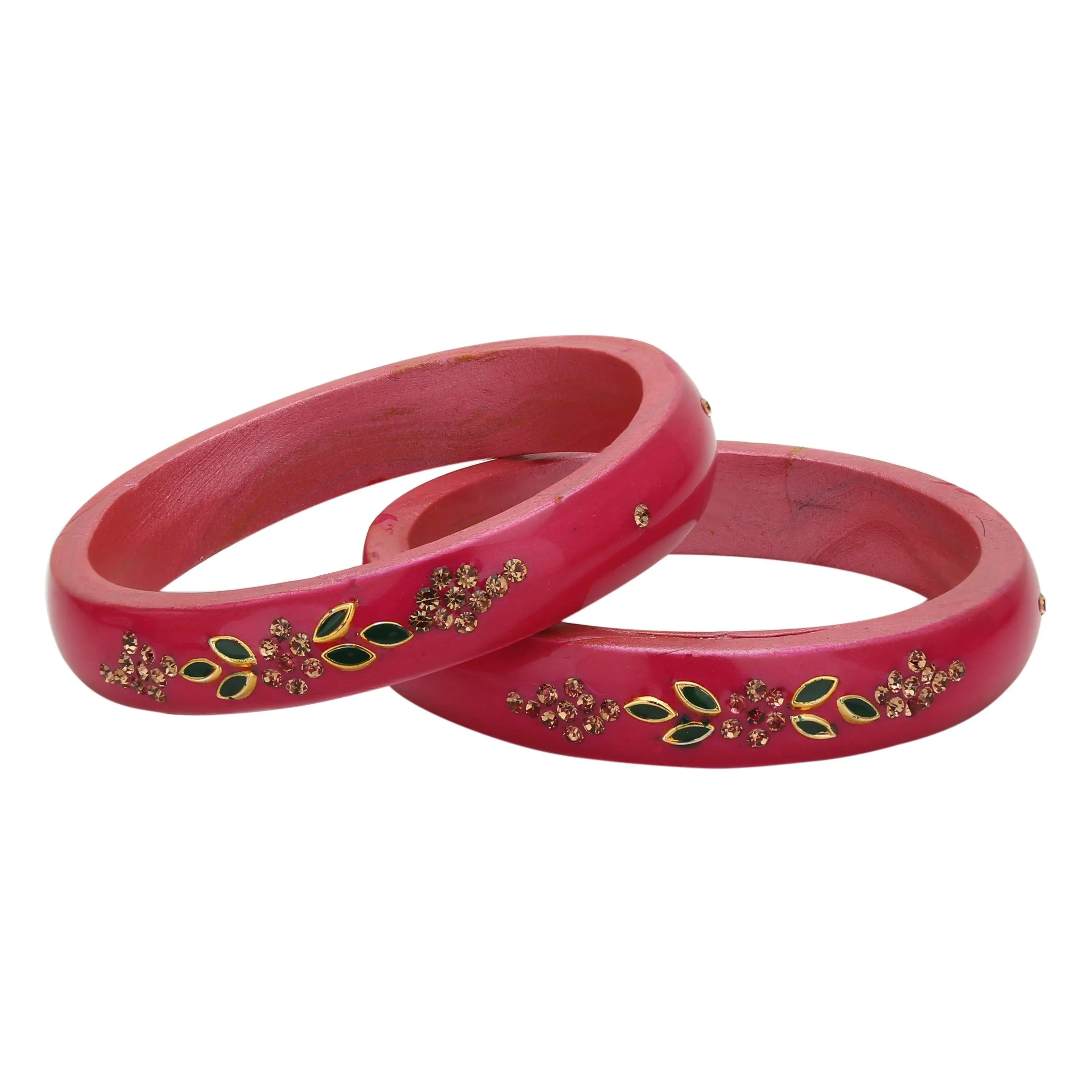 Sukriti Beautiful Casual Kundan Pink lac Kada Bangles for Women – Set of 2