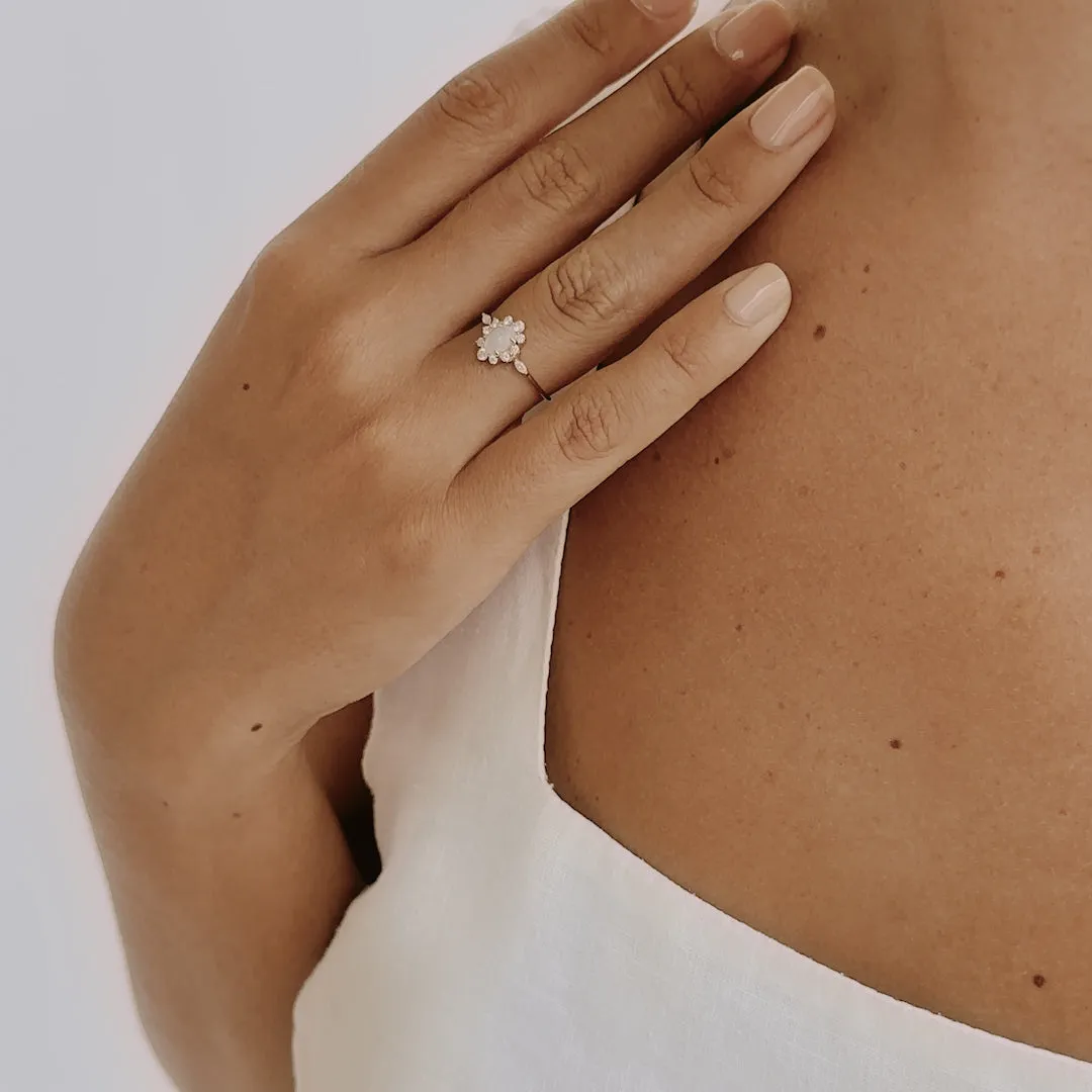 Sunburst Opal Halo Ring - Solana