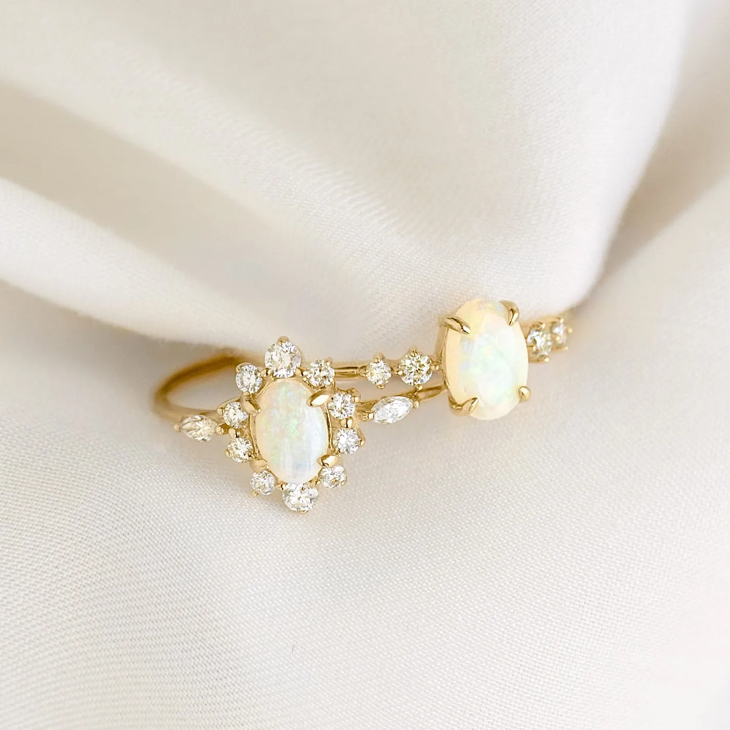 Sunburst Opal Halo Ring - Solana