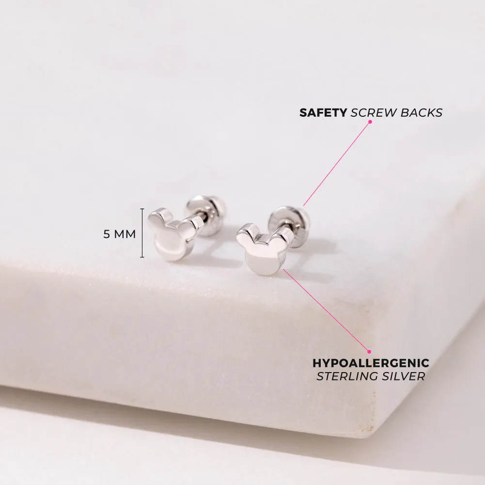 Teenie Mouse Baby / Toddler / Kids Earrings Screw Back - Sterling Silver