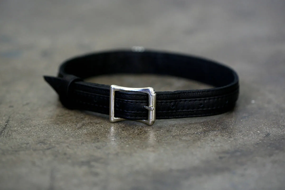 THIN LINE Metal O Rang Leather Choker Collar