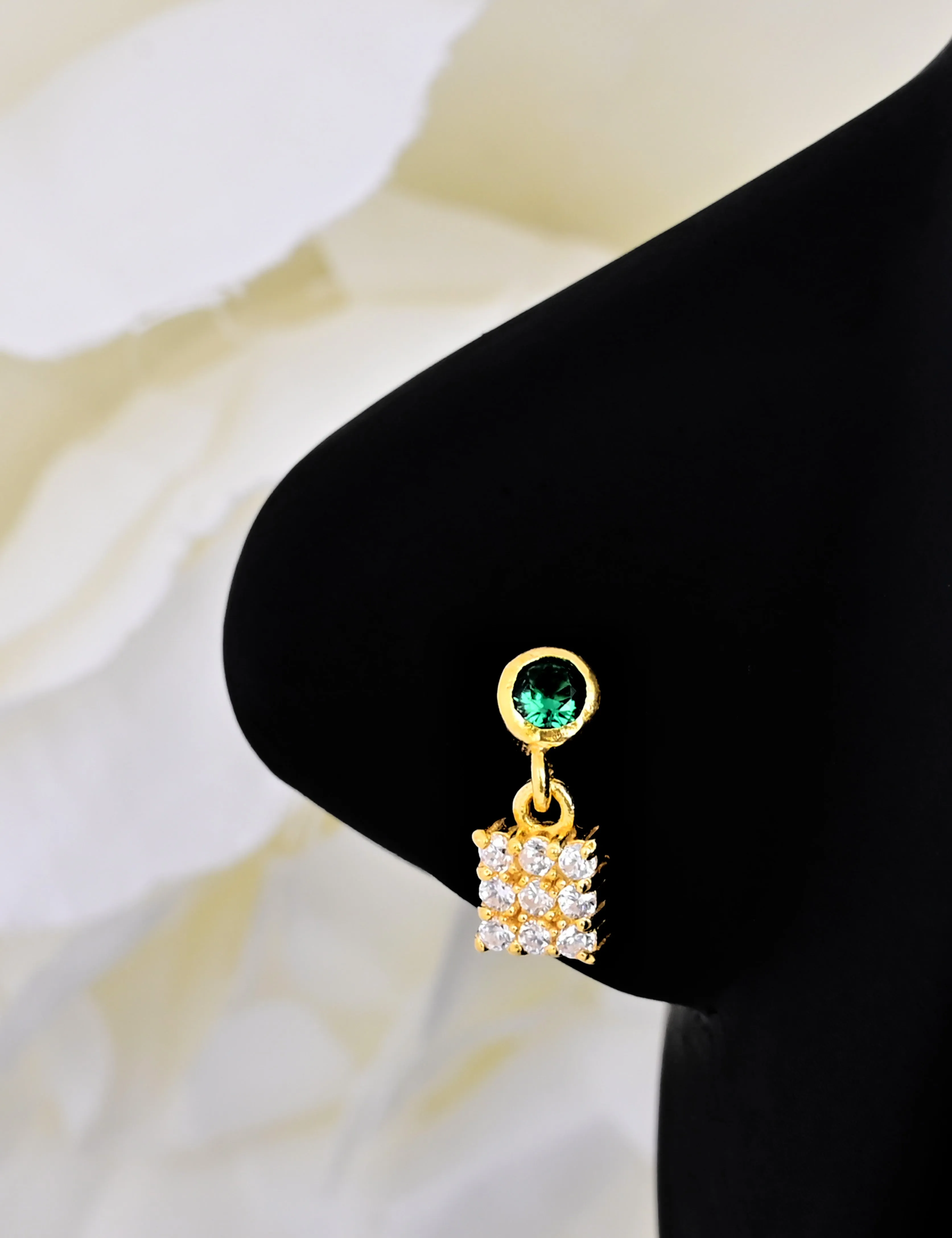 Tiny Emerald Nose Stud | Minimalist Green Gemstone Piercing