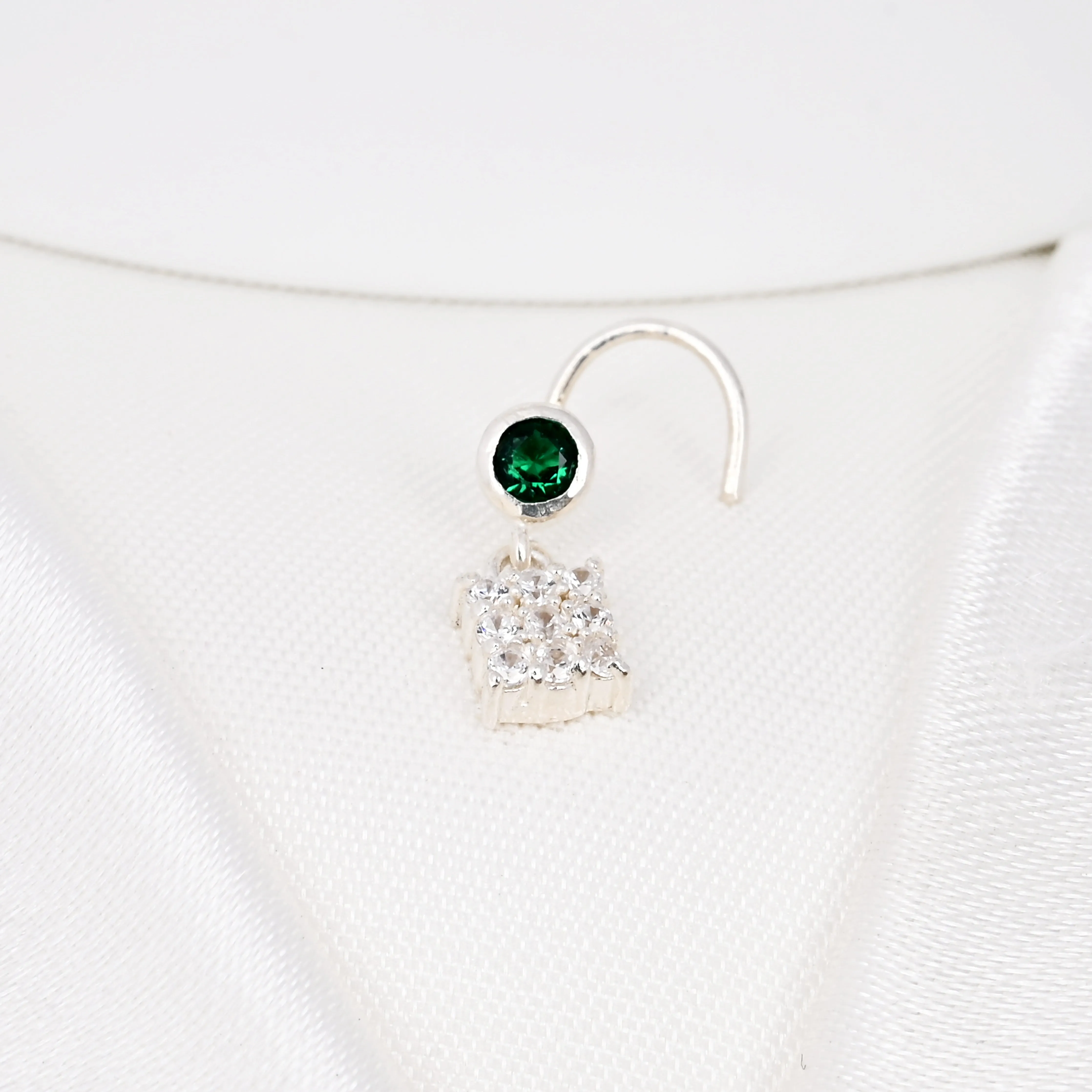 Tiny Emerald Nose Stud | Minimalist Green Gemstone Piercing