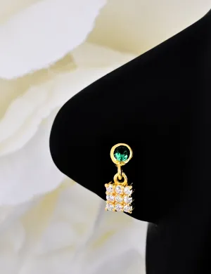 Tiny Emerald Nose Stud | Minimalist Green Gemstone Piercing